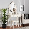 Baxton Studio Macsen Classic and Traditional White Finished Wood 2Piece Vanity Set with Adjustable Mirror 213-11945-ZORO